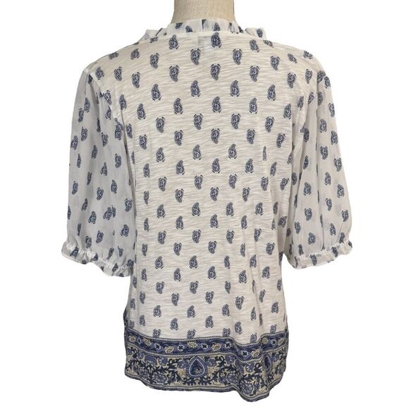 Lucky Brand, Large, Blue & White Paisley Top - Picture 3 of 7